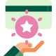 illustrated hand holding a green credit card with a white star in a pink circle